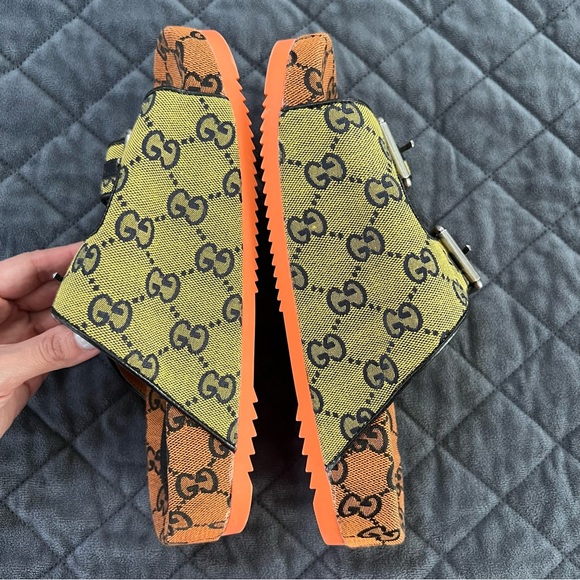 Gucci sandals shoes women 8 38 platform GG double strap - Picture 10 of 12